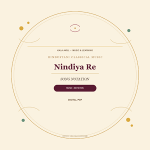 Nindiya Re song notation PDF cover with a crescent moon and sleeping bud